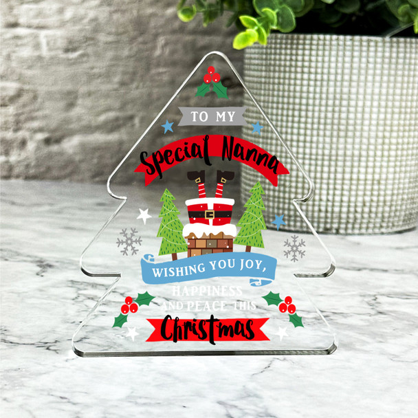 Gift For Nanna Santa Chimney Happiness and Peace Christmas Tree Keepsake Plaque
