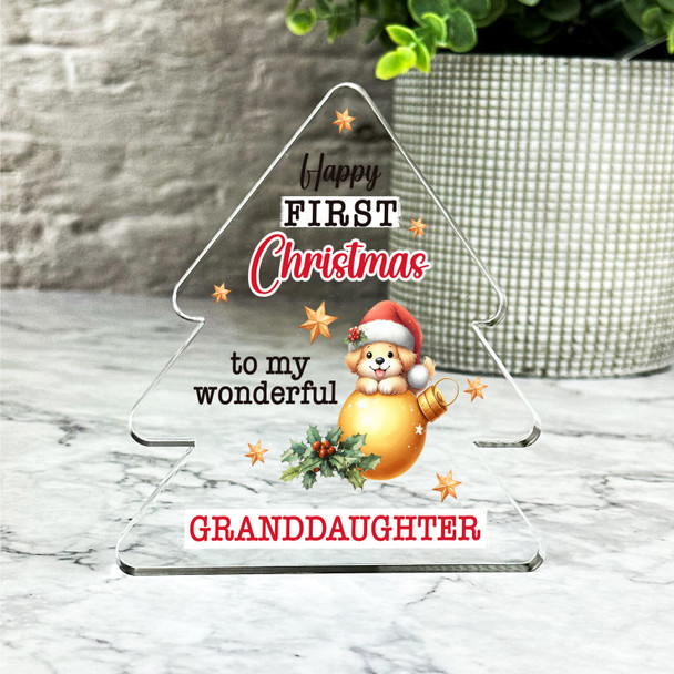 Gift For Granddaughter First Christmas Puppy Bauble Xmas Tree Keepsake Plaque