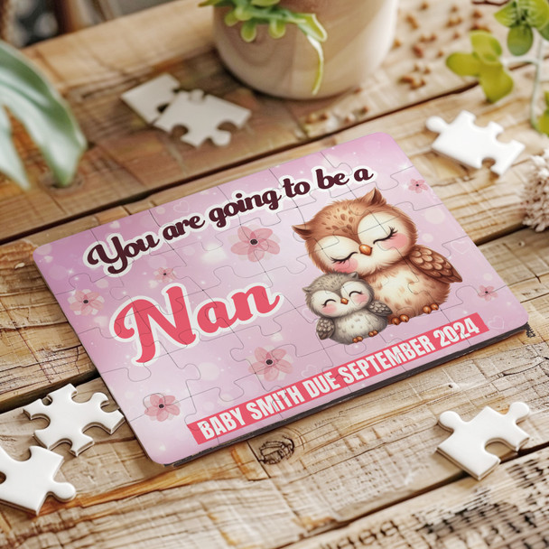 For Nan Pregnancy Announcement Gift Owls Personalised Wooden Jigsaw Puzzle