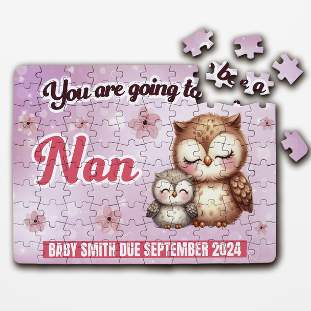 For Nan Pregnancy Announcement Gift Owls Personalised Wooden Jigsaw Puzzle