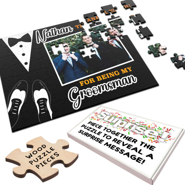 Thank You Groomsman Wedding Gift Suit Shoes Photo Custom Wood Jigsaw Puzzle Thank You Groomsman Wedding Gift Suit Shoes Photo Custom Wood Jigsaw Puzzle