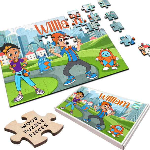 Blippi Tv Show Gift For Kids Children Custom Personalised Wooden Jigsaw Puzzle