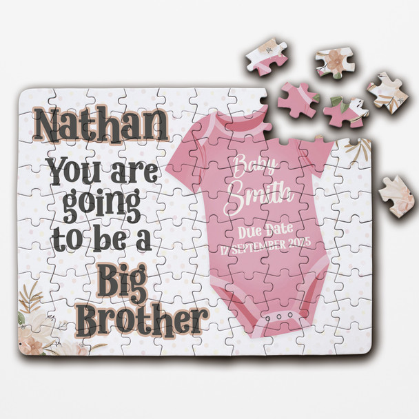 For Big Brother Pregnancy Announcement Gift Personalised Wood Jigsaw Puzzle