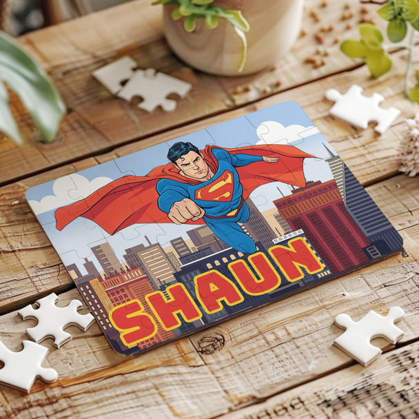 Superman Hero Cartoon Gift For Kids Children Personalised Wooden Jigsaw Puzzle