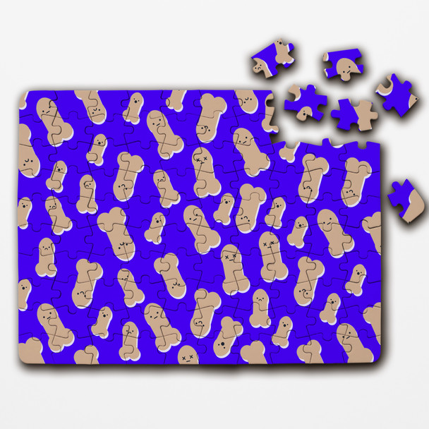 Penis Purple Background Rude Funny Gift Custom Personalised Wooden Jigsaw Puzzle