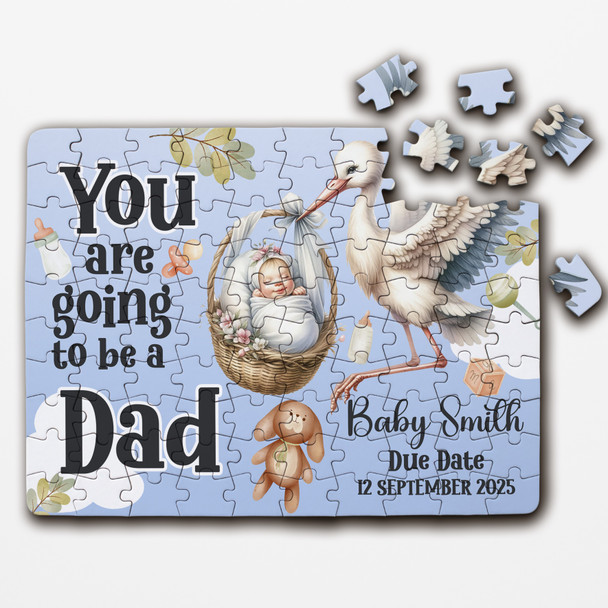 For Dad Baby Pregnancy Announcement Gift Stork Personalised Wooden Jigsaw Puzzle