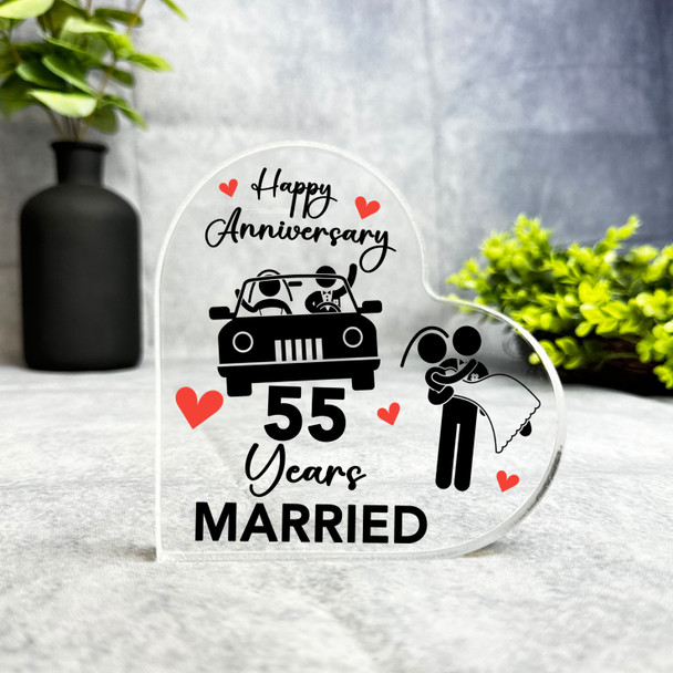 55th Anniversary Gift Wedding Car 55 Years Married Keepsake Side Heart Plaque