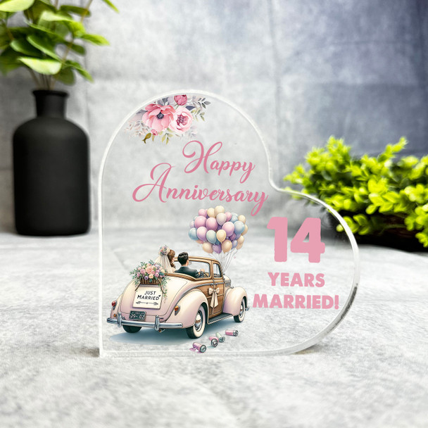 14th Wedding Anniversary Gift Romantic Car Keepsake Side Heart Ornament Plaque