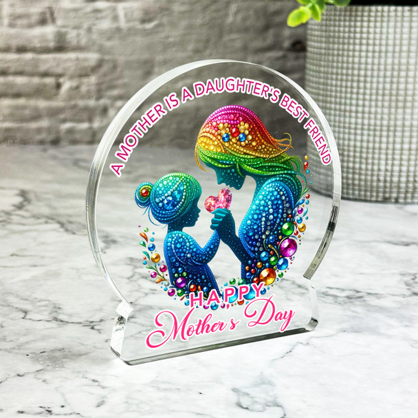 Mother's Day Gift For Mum From Daughter Rainbow Keepsake Snow Globe Plaque