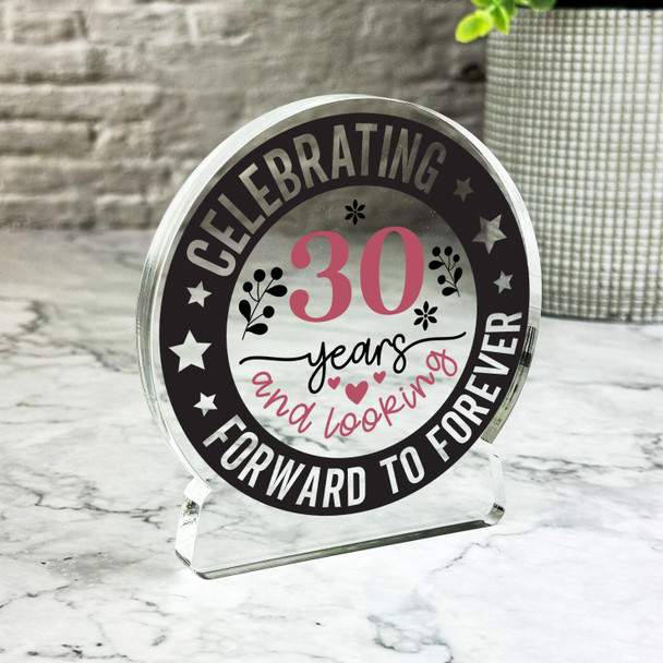 30th Wedding Anniversary Gift Celebrating 30 Years Keepsake Snow Globe Plaque
