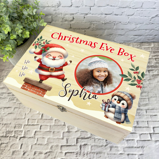 Santa Claus Wooden Personalised Photo Children's Christmas Eve Box