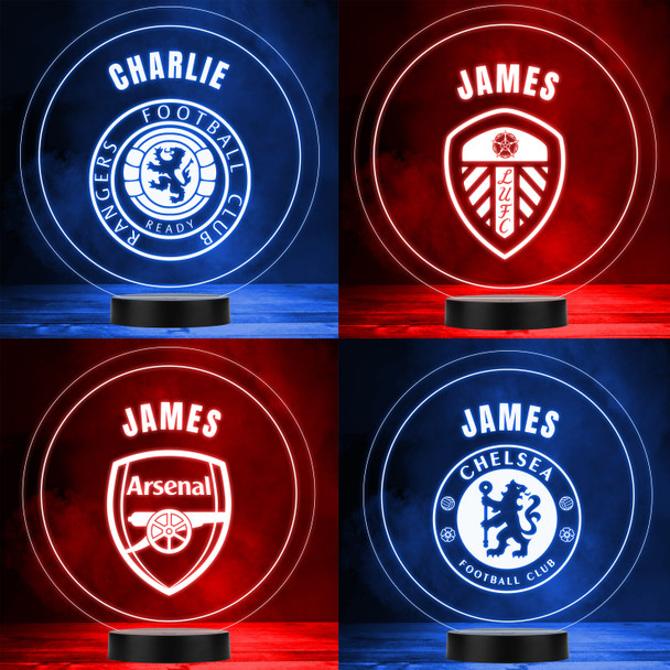 Any Text Any Team Football Club Logo Sports Fan Personalised LED Colour Night Light Custom Football Gift
