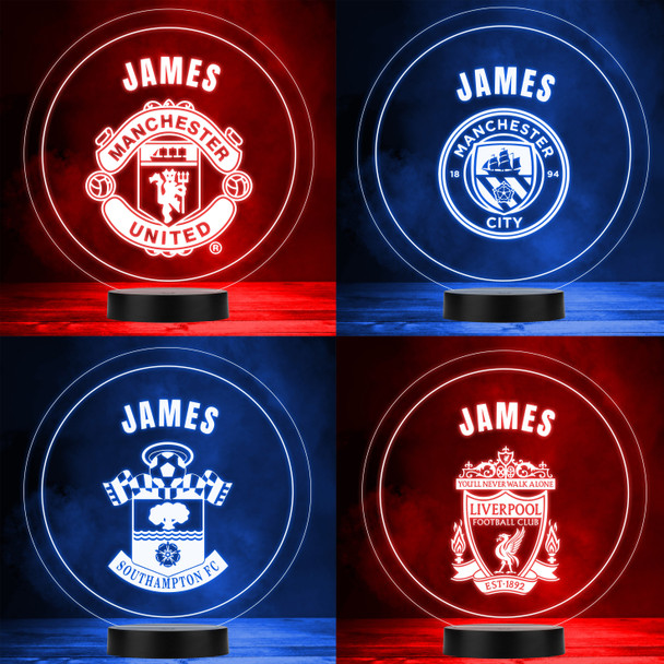 Any Text Any Team Football Club Logo Sports Fan Personalised LED Colour Night Light Custom Football Gift