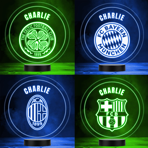 Any Text Any Team Football Club Logo Sports Fan Personalised LED Colour Night Light Custom Football Gift
