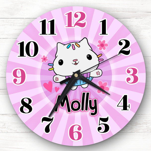 Gabby's Dollhouse Cakey Personalised Gift For Kid's Bedroom Clock