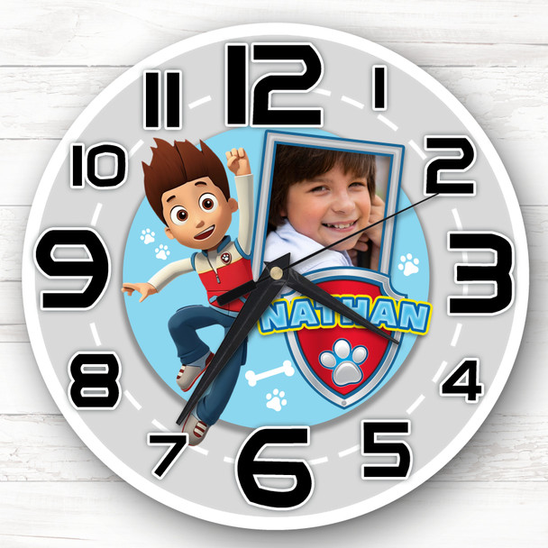 Paw Patrol Rayder Photo Personalised Gift For Kid's Bedroom Clock