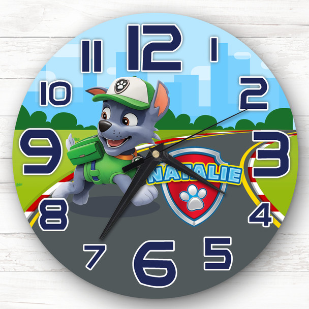 Rocky Paw Patrol Personalised Gift For Kid's Bedroom Clock Rocky Paw Patrol Personalised Gift For Kid's Bedroom Clock