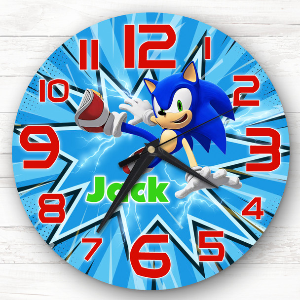 Sonic The Hedgehog Personalised Gift For Kid's Bedroom Clock
