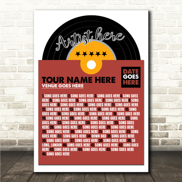 Concert Setlist Poster Print Canvas Vinyl Record - Any Artist, Date, Gig, Venue