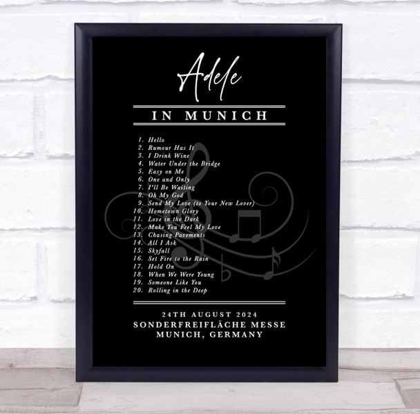 Adele - Concert Setlist Poster Print Canvas Black White - Sonderfreifläche Messe - Aug 24th 2024