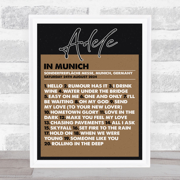 Adele - Concert Setlist Poster Print Canvas Brown - Sonderfreifläche Messe - Aug 24th 2024