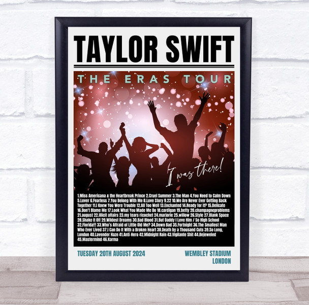 Taylor Swift - Concert Setlist Gig Poster Print Canvas Concert - Wembley London England - Aug 20 2024
