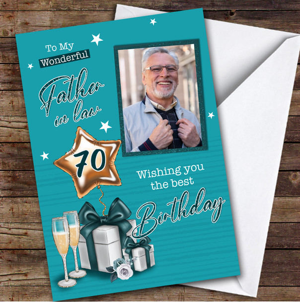 Personalised Father-In-Law 70th Birthday Card Present With Balloon Photo