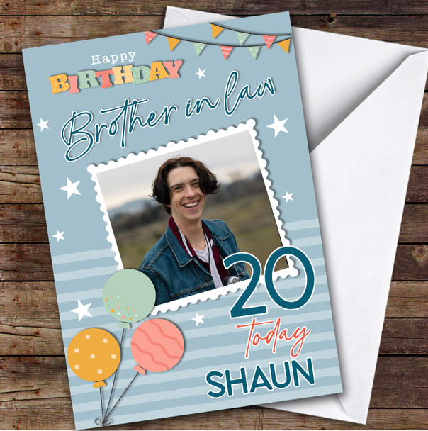 Brother-In-Law 20th Personalised Birthday Card Balloons Photo