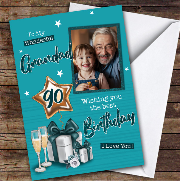Personalised Grandad 90th Birthday Card Present With Balloon Photo