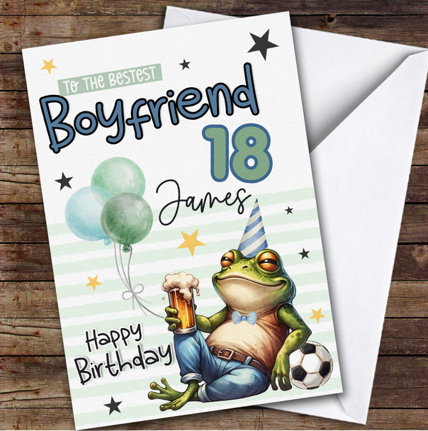 Personalised 18th Birthday Card For Boyfriend Frog