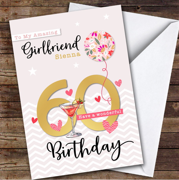 Personalised Girlfriend 60th Birthday Card Balloon Hearts Personalised Girlfriend 60th Birthday Card Balloon Hearts