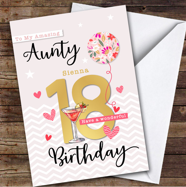 Personalised 18th Birthday Card For Aunty Balloon