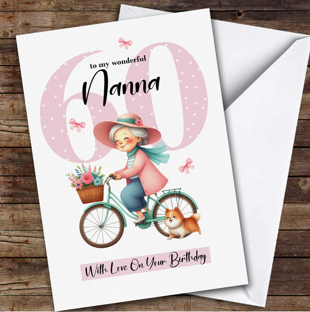 Personalised Nanna 60th Birthday Card Retro Bike