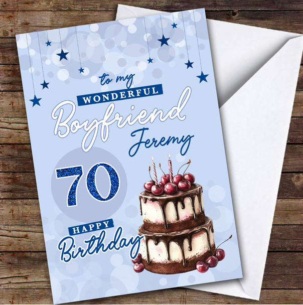 Personalised 70th Birthday Card For Boyfriend Blue