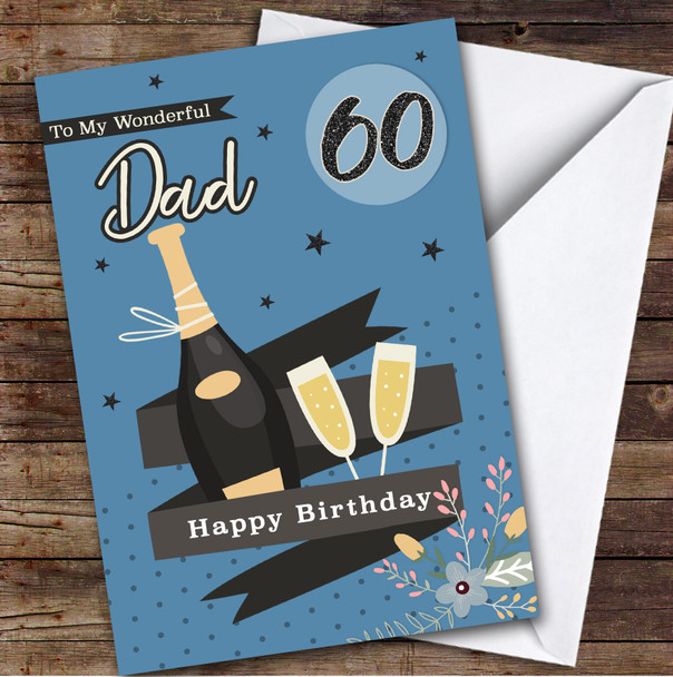 Personalised Dad 60th Birthday Card Champagne