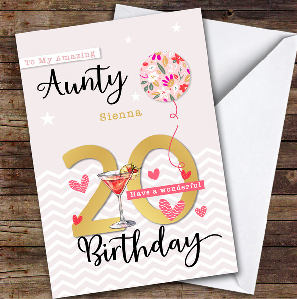 Personalised 20th Birthday Card For Aunty Balloon