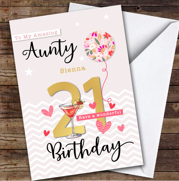 Personalised 21st Birthday Card For Aunty Balloon