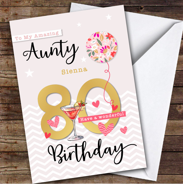 Personalised 80th Birthday Card For Aunty Balloon Personalised 80th Birthday Card For Aunty Balloon
