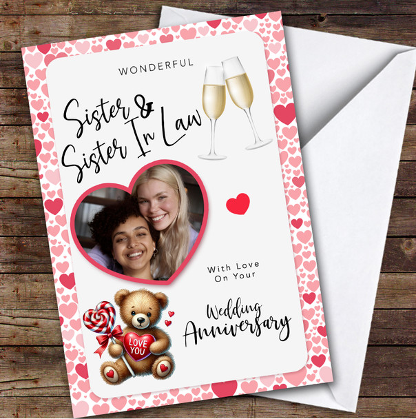 Personalised Wedding Anniversary Card For Sister & Sister-In-Law Champagne Photo