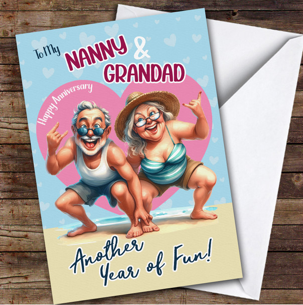 Personalised Wedding Anniversary Card For Nanny & Grandad Funny Older Couple