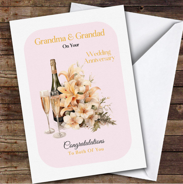 Personalised Wedding Anniversary Card For Grandma & Grandad Champagne