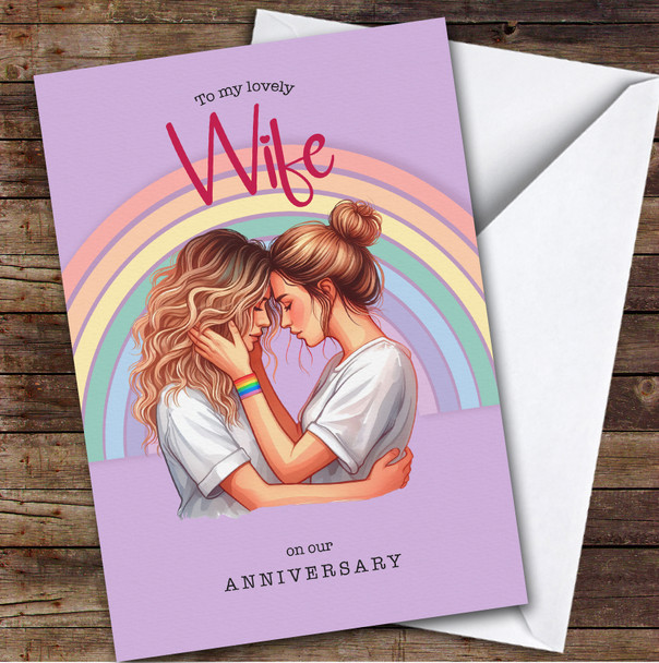 Personalised Wedding Anniversary Card For Wife Lesbian Rainbow