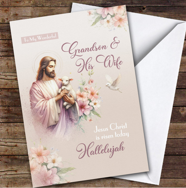 Personalised Easter Card Grandson & His Wife Jesus