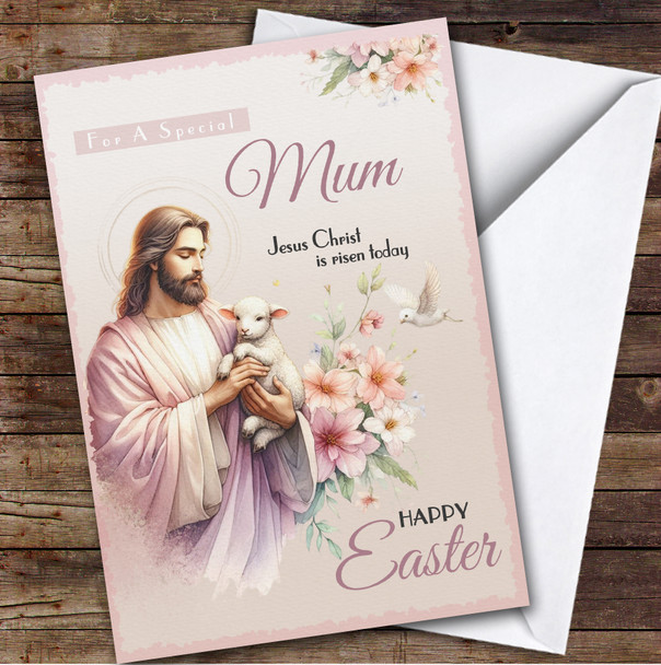 Personalised Easter Card For Mum Jesus With Lamb Personalised Easter Card For Mum Jesus With Lamb