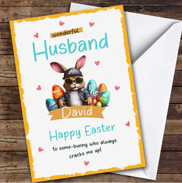 Personalised Easter Card For Husband Cool Sunglasses Bunny