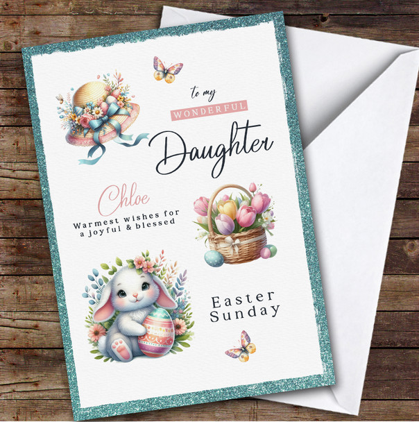 Personalised Easter Card For Daughter Bunny Egg
