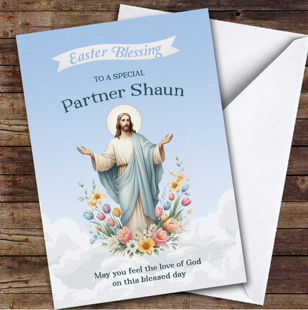 Male Partner Personalised Easter Card Jesus