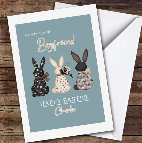 Boyfriend Personalised Easter Card Bunnies