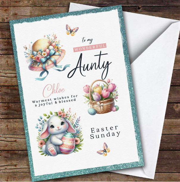 Personalised Easter Card For Aunty Bunny Egg