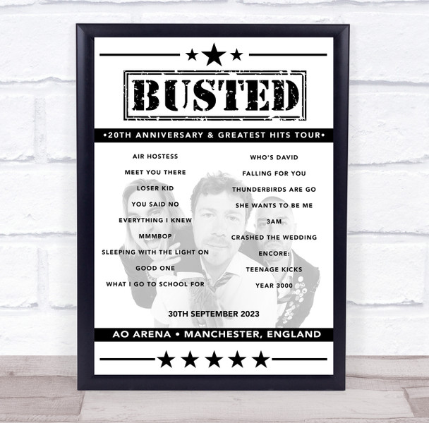 Busted - Concert Setlist Poster Print Canvas - AO Arena, Manchester, England - September 30th 2023